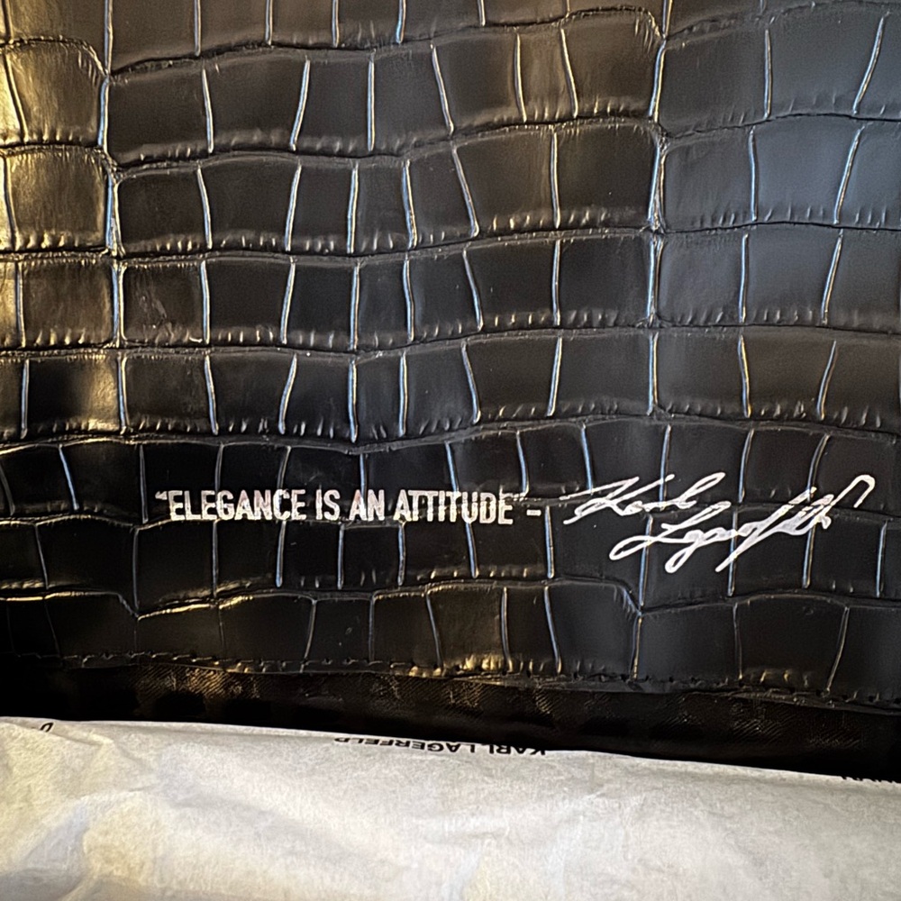 Karl Lagerfeld Black Croc-Embossed Crossbody Bag - Picture 3 of 3